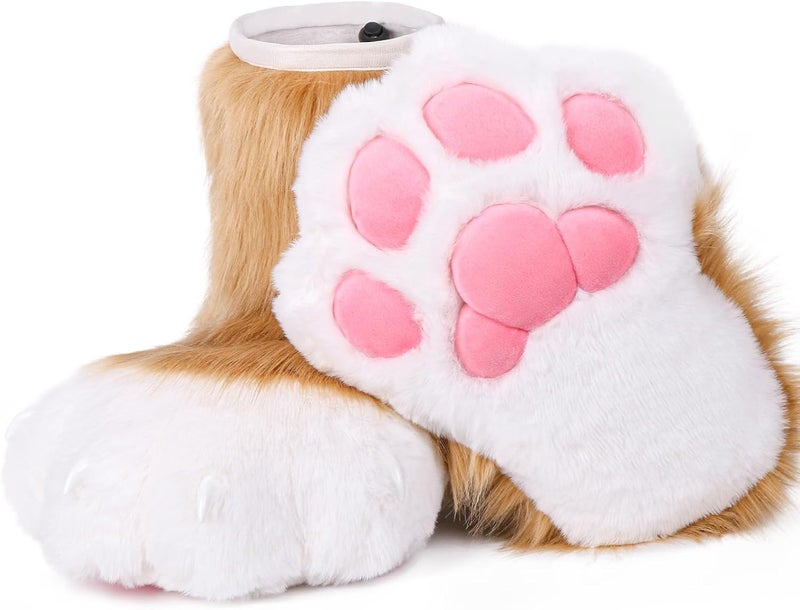 BNLIDES Cosplay Animal Cat Wolf Dog Fox Fursuit Feet Paw Claw Shoes Furry Boots Costume Accessories for Adult - Image 1